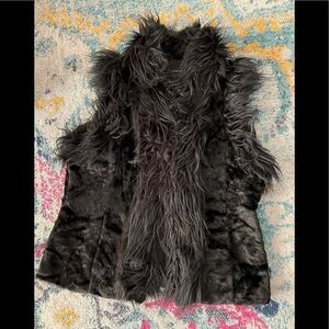 INC Women Black Faux Fur Vest Like L